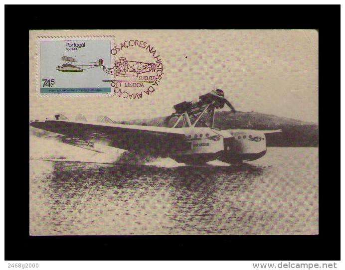 Azores Avions Aviations History Maximum Cards Postcards Hidrovion SAVOIA Marchetti 1933 Cmdt. Italo Balbo Portugal Mc108 - Other (Air)