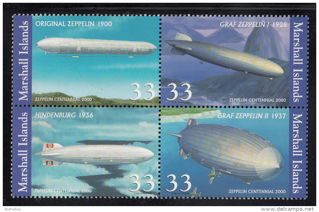 Marshall Islands MNH Scott #739 Block Of 4 33c Centenary Of First Zeppelin Flight - Marshall