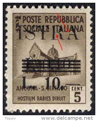 ITALY - YUGOSLAVIA - ISTRIA - ISTRA - ERROR - "LETTERS BROKEN"  - **MNH - 1945 - Occup. Iugoslava: Istria