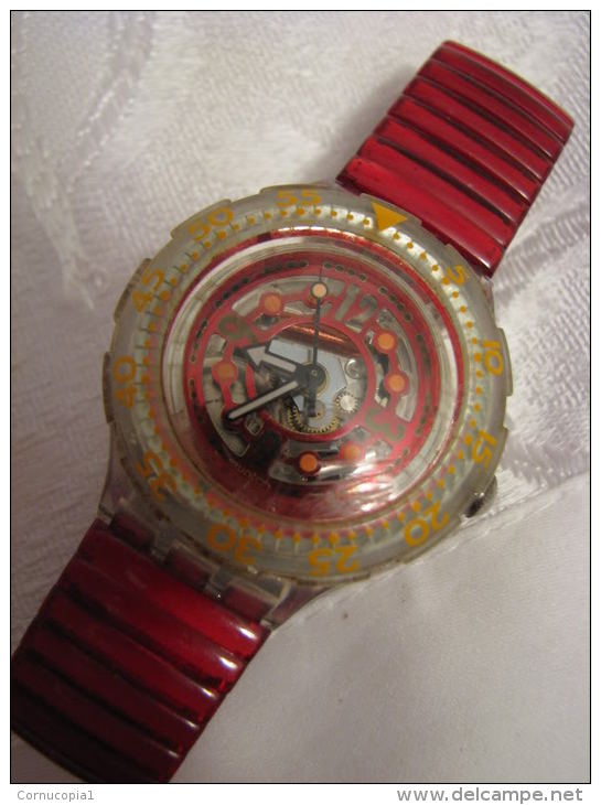 Vintage RED MARINE SWATCH 1994 Watch - Antike Uhren