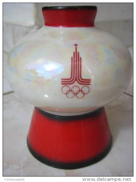 VINTAGE PORCELAIN OLYMPICS VASE MOSCOW RUSSIA 1980 - Andere & Zonder Classificatie