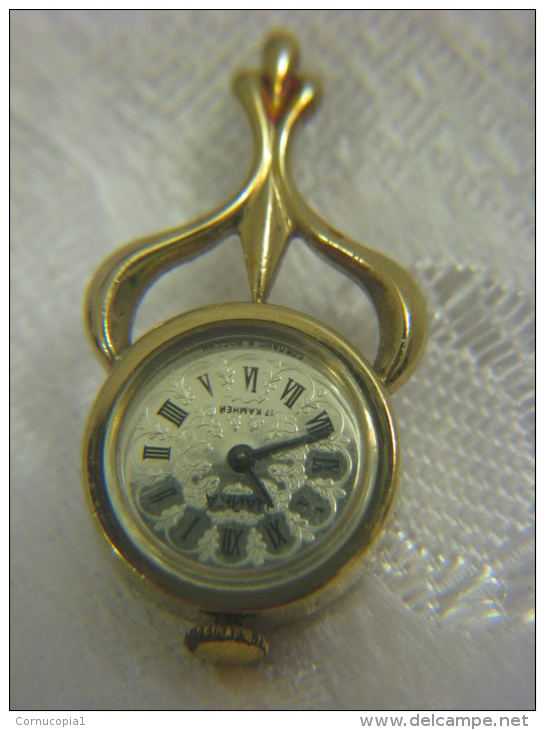 Vintage CHAIKA Gold Plated Art Deco Mechanical Pendant Watch USSR - Watches: Old