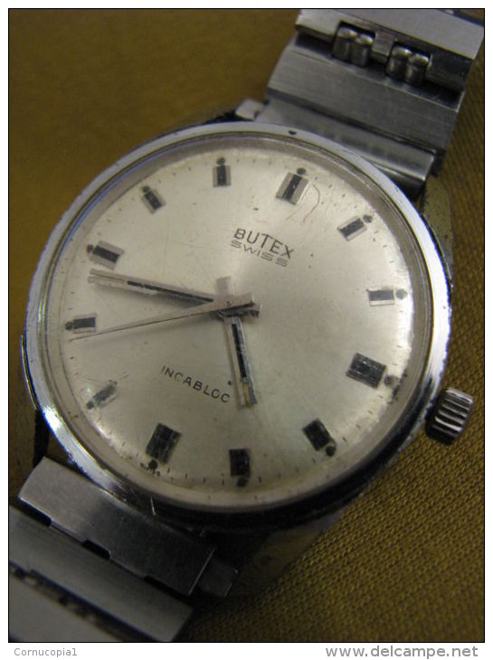 VINTAGE BUTEX SWISS INCABLOC GENT´S DATE WATCH - Watches: Old