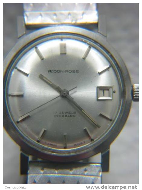 VINTAGE AEDON-ROSS SWISS DATE 17 JEWELS MEN´S WATCH - Horloge: Antiek