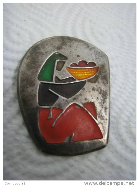 1950´S ISRAEL MODERN ART ENAMEL SILVER BROOCH-PENDANT - Broschen