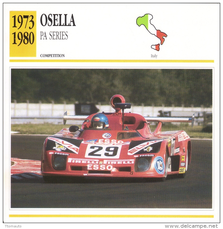 Fiche  -  24 Heures Du Mans  -  1977  -  Osella PA5  -  Carte De Collection - Autos