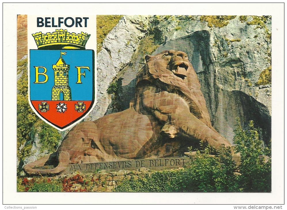 Cp, 90, Belfort, Le Lion De Belfort, Voyagée 1980 - Belfort – Le Lion