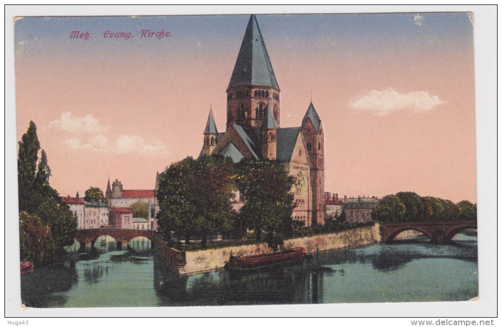 (RECTO / VERSO) METZ EN 1919 - EVANG KRICHE - Metz