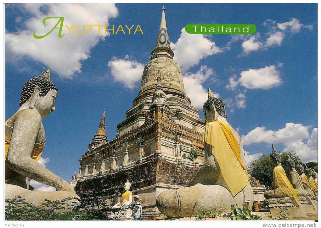 BOUDDHISME : WAT YAI CHAI MONGKOL - AYUTTHAYA (THAILANDE) - 2 Vues Des Lieux Et Des Rituels (offrandes) - Buddismo