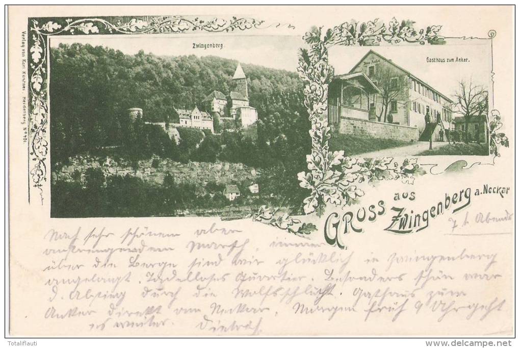 Gross Zwingenberg Neckar Odenwald Kreis Gasthaus Zum Anker Grünlich Jugendstil 8.5.1904 - Waldbrunn