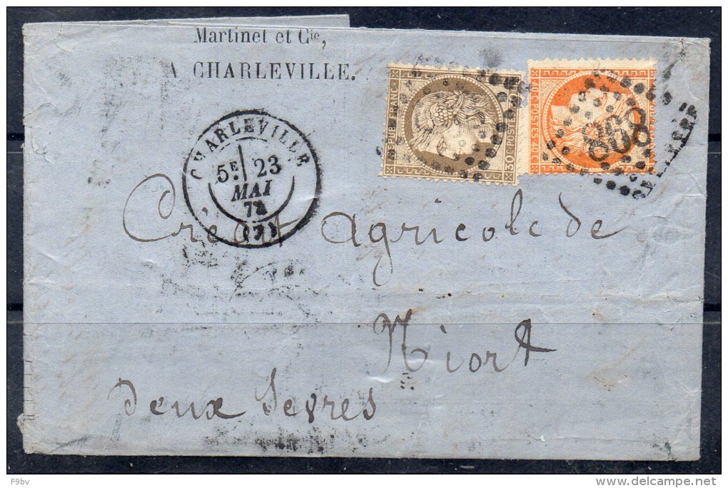 N° 38  Et N° 56   Obliteration  GC898  CHARLEVILLE 7  , Sur Lettre - 1871-1875 Ceres