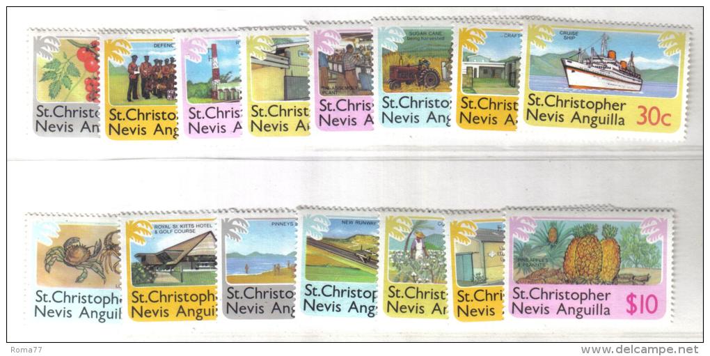 Z840 - ST CHRISTOPHER NEVIS ANGUILLA 1974 : Ordinaria N. 379/393  *** Prodotti Locali - San Cristóbal Y Nieves - Anguilla (...-1980)
