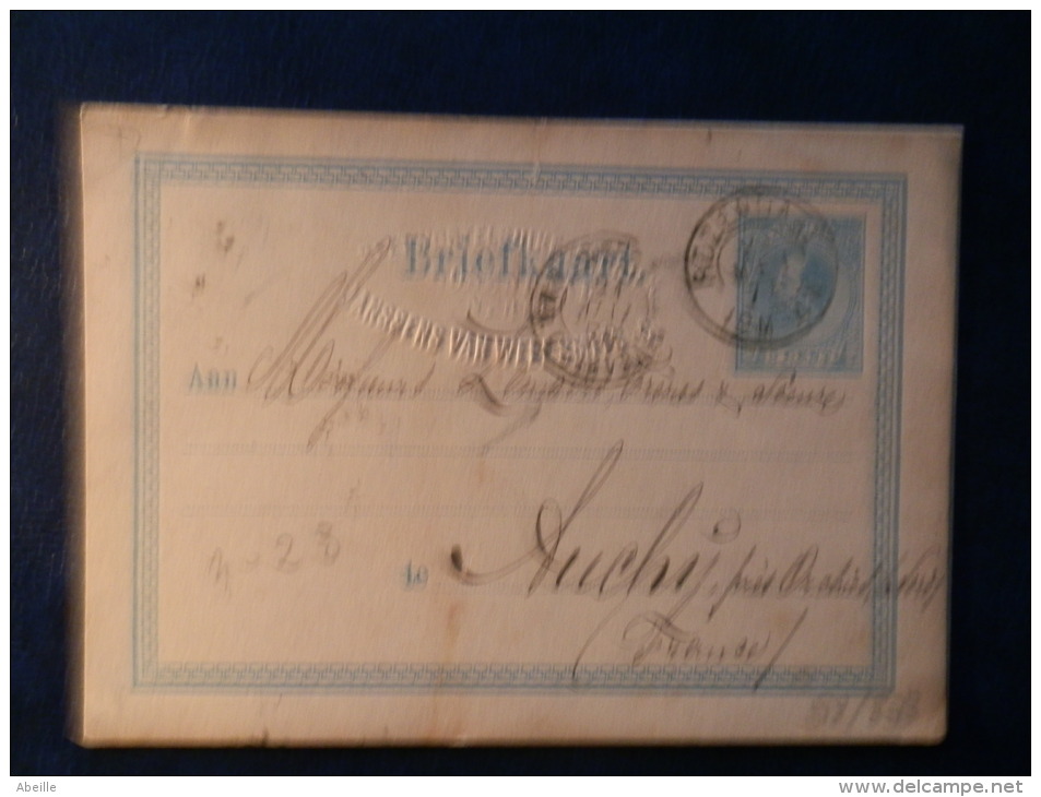 38/833   BRIEFKAART  ROZENDAAL   NAAR ORCHIES  1878   + AMB. QUIVRAIN - Postal Stationery