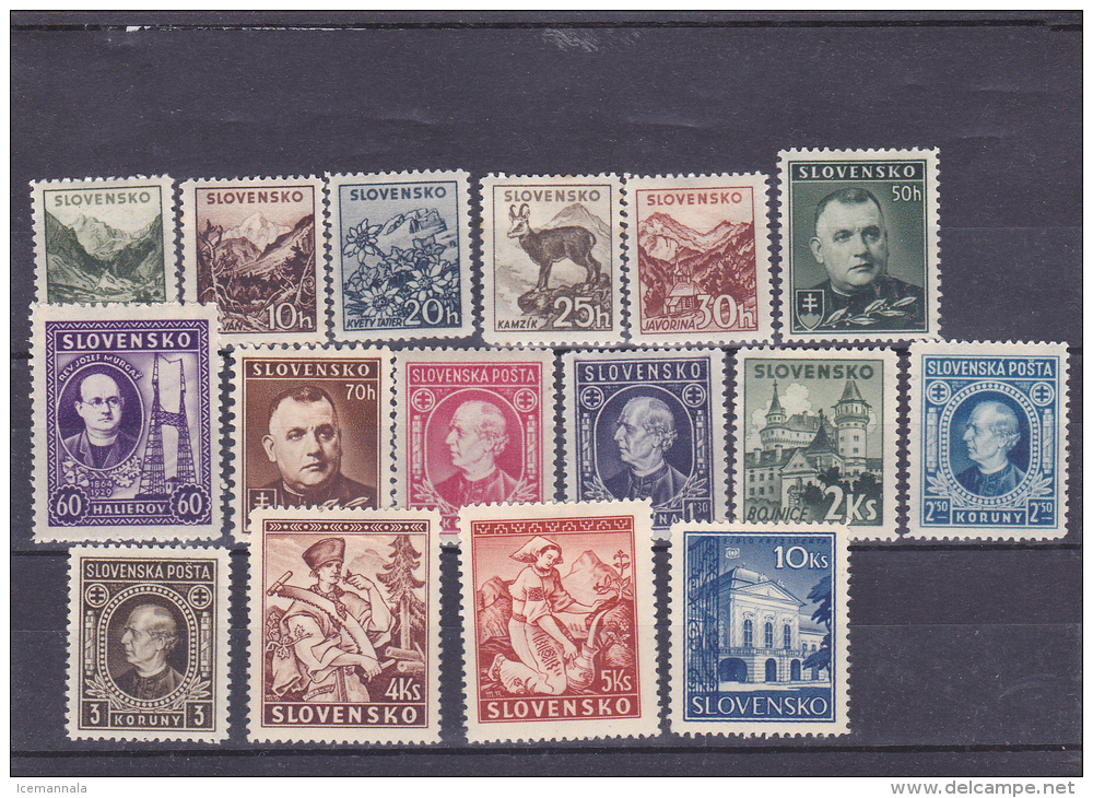 ESLOVAQUIA   YVERT   39/53   MH  * - Unused Stamps
