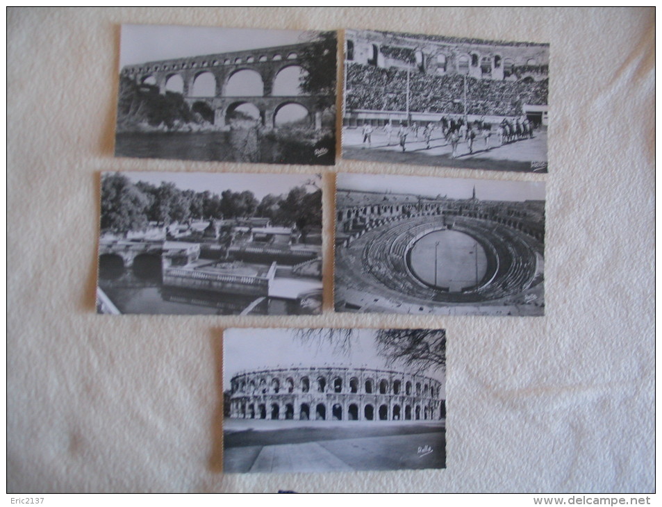 LOT DE 5 CARTES  NIMES...ARENES ..PONT DU GARD... - 5 - 99 Cartes