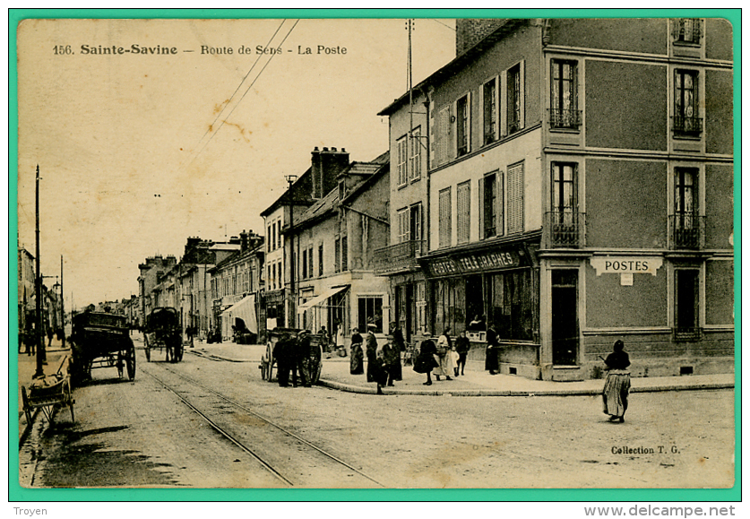 Sainte Savine  -  Aube -  La Poste - Route De Sens   -   Animée - Troyes