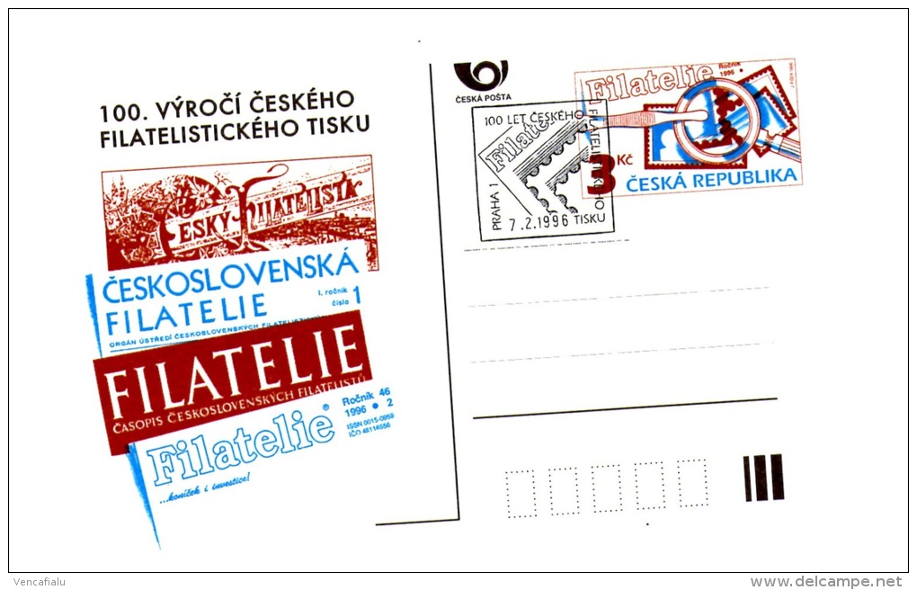 Czech Republic 1996 - 100 Years Of Czech Philately Magazine, Special Postal Stationery And Special Postmark - Cartes Postales