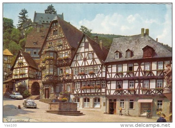 CPA MILTENBERG- MAIN SQUARE, FOUNTAIN, OLD CARS - Mittelberg