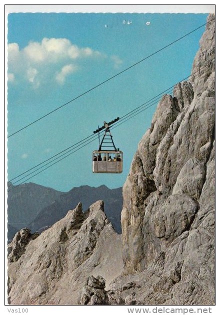 CPA EHRWALD- MOUNTAINS, CABLE CAR, SPECIAL STAMPS - Ehrwald