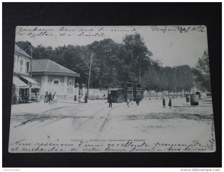 CHAVILLE (Hauts-de-Seine) - Grande Rue - Rond-Point Des Ecoles - Tramway - Carte "précurseur" - 13 Septembre 1903 - Chaville