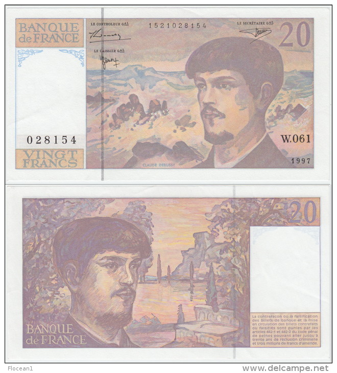 **** BILLET 20 FRANCS DEBUSSY 1997 ALPHABET W.061 N° 028154 **** EN ACHAT IMMEDIAT !!! - 20 F 1980-1997 ''Debussy''