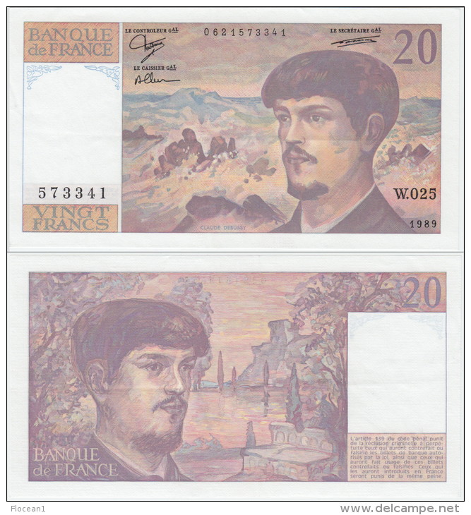 **** BILLET 20 FRANCS DEBUSSY 1989 ALPHABET W.025 N° 573341 **** EN ACHAT IMMEDIAT !!! - 20 F 1980-1997 ''Debussy''