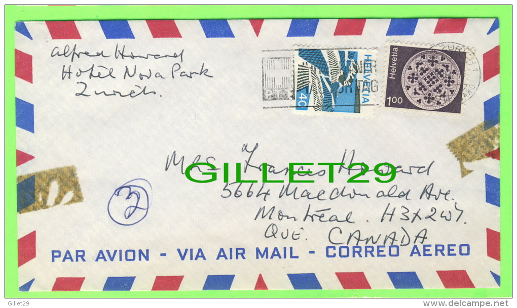 ENVELOPPES TIMBÉES - ZURICH, SUISSE, 1977 - VIA AIR MAIL, PAR AVION - AÉROGRAMME - - Briefe U. Dokumente