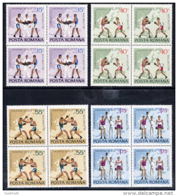 ROMANIA 1969 European Boxing Championships In Blocks Of 4 MNH / **   Michel 2767-70 - Nuevos