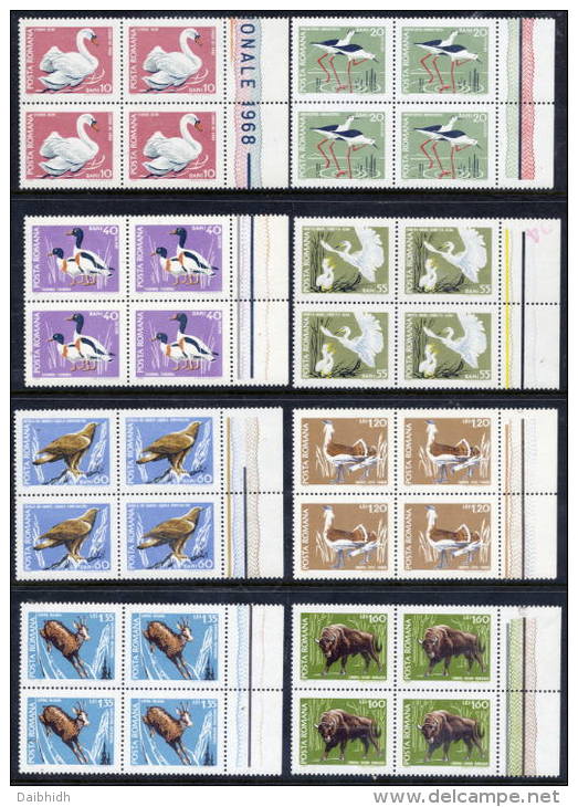 ROMANIA 1968 Protected Fauna In Blocks Of 4  MNH / **  Michel 2724-31 - Nuovi