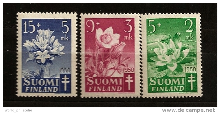 Finlande Finland 1950 N° 368 / 70 ** Fleurs, Santé, Tuberculose, Nymphata, Pulsatilla, Companula, Nénuphar, Anémone - Unused Stamps