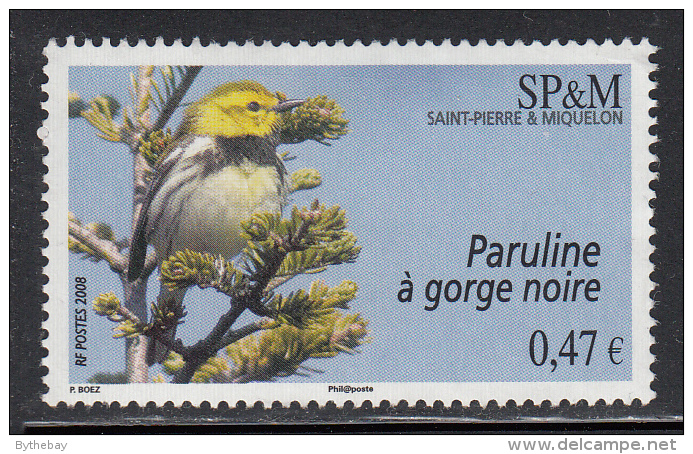 St Pierre Et Miquelon 2008 Used Sc 856 47c Black-throated Warbler - Used Stamps