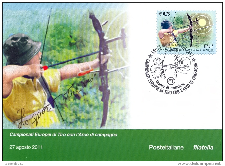 Italy 2011 Maximum Card FDC European Championship Of Archery In Montevarchi - Tiro Con L'Arco