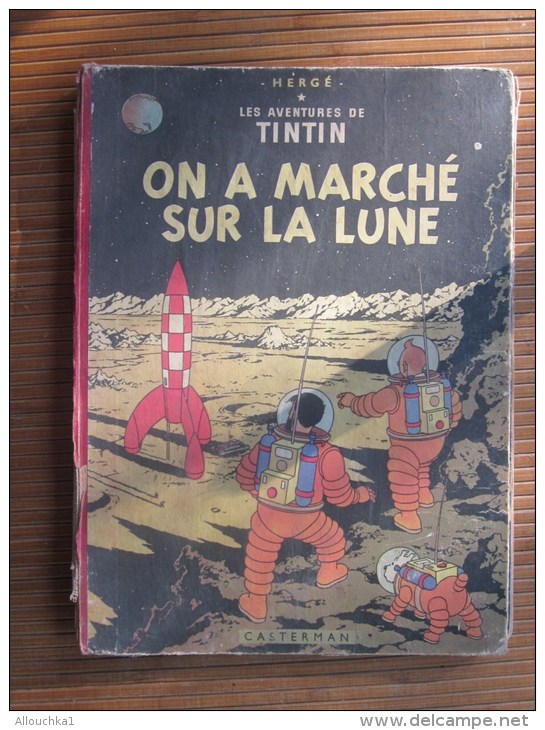 1954 On A Marché Sur La Lune 17é Album Original De Bande Dessinée Des Aventures De Tintin,Hergé Casterman - Tintin