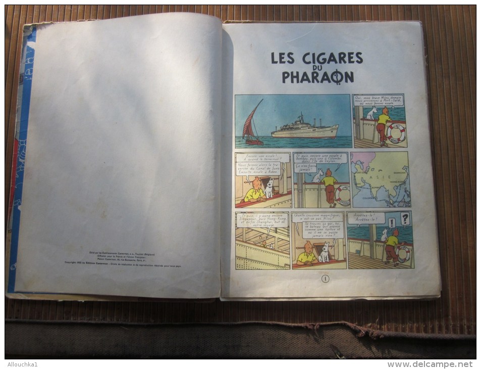 1947 Les Cigares Du Pharaon(ou Aventures De Tintin,reporter Orient) 4é Album Bande Dessinée Originale Hergé Casterman - Tintin