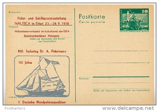 110 Years 1st German North Pole Expedition Erfurt 1978 East German Postal Card P79-17-78 Special Print C67 - Arktis Expeditionen