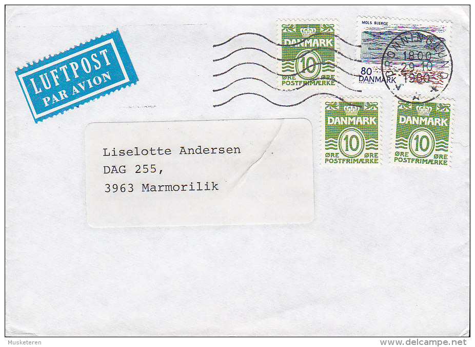 Denmark Luftpost Par Avion Label DRONNINGLUND 1980 Cover Brief To MARMORILIK (Greenland) (Cz. Slania) - Luftpost