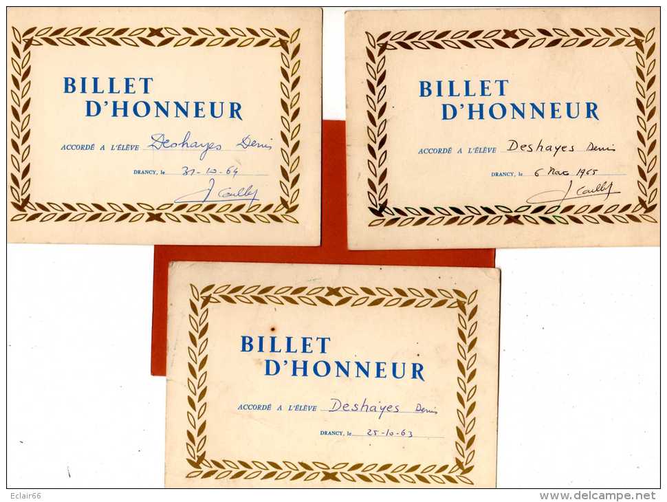 6  Billets D'Honneur Accordé à L'Eleve (DESHAYES DENIS ) Drancy Année 1959-1960-1961-1963-1964-1965 - Diploma's En Schoolrapporten