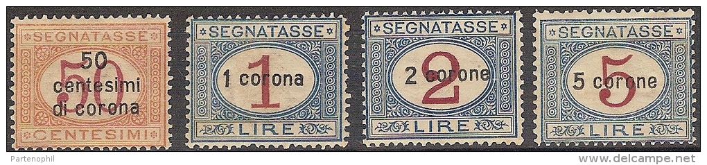 1922 - DALMAZIA SEGNATASSE ( SASS. N. 1/4 ) MNH CAT. € 500,00. - Dalmatien