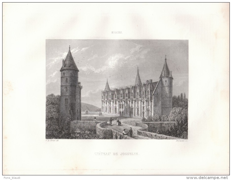 1851 - Le Château De Josselin Dans Le Morbihan - Gravure Sur Acier - FRANCO DE PORT - Estampes & Gravures