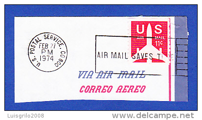 COUPE ENVELOPPE -- CACHET . U.S. POSTAL SERVICE. CO 800 - FEB.27.1974 - Non Classificati