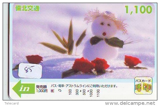 Carte Prépayée  Japon * BONHOMME DE NEIGE  KARTE JAPAN  SCHNEEMANN (85)  PREPAID CARD SNOWMAN CHRISTMAS  WEIHNACHTEN - Kerstmis