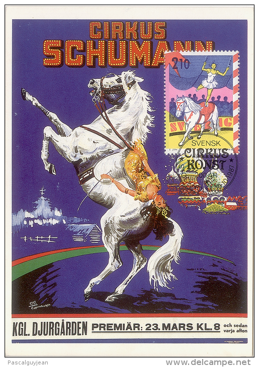 CARTE MAXIMUM PREMIER JOUR CIRKUS SCHUMANN 1987 - Circus