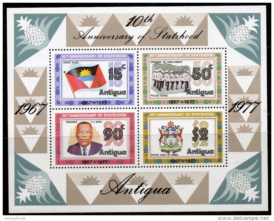 Antigua 1977 - 10th Anniversary Of Statehood Miniature Sheet MS567 MNH Cat £3.50 SG2015 - 1960-1981 Autonomie Interne