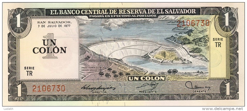 BILLET # SALVADOR # 1977 # UN COLON  # PICK 87B # NEUF # - Salvador