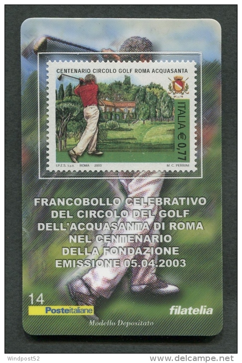 ITALIA TESSERA FILATELICA 2003 - ANNIVERSARIO FONDAZIONE CIRCOLO DEL GOLF DELL'ACQUASANTA - 055 - Cartes Philatéliques