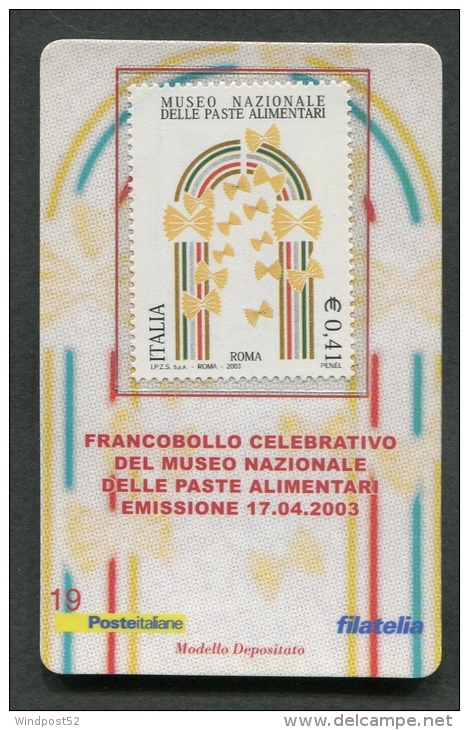 ITALIA TESSERA FILATELICA 2003 - MUSEO NAZIONALE DELLE PASTE ALIMENTARI - 058 - Cartes Philatéliques