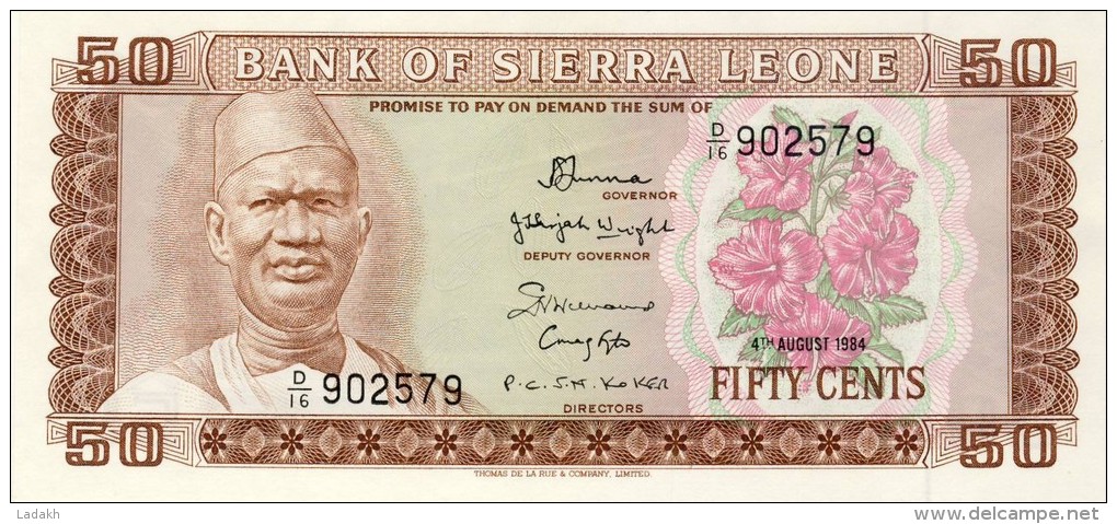 BILLET # SIERRA LEONE # 1984 # 50 CENTS  # PICK 4 E # NEUF # - Sierra Leona