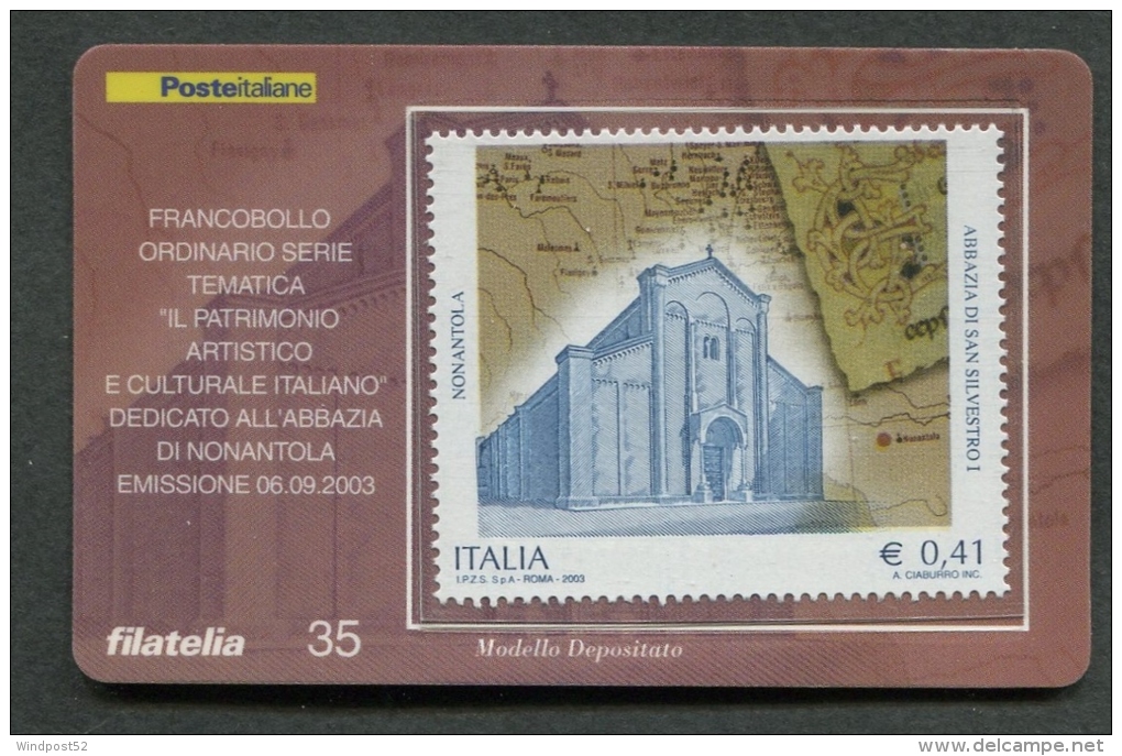 ITALIA TESSERA FILATELICA 2003 - ABBAZIA DI NONANTOLA MODENA - 071 - Philatelistische Karten