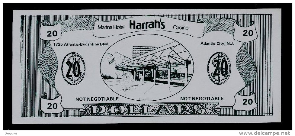 Test Note "HARRAH´S" Testnote,  20 Units, RRRRR, UNC, Sehr Alt!! 149 X 64 Mm - Other & Unclassified