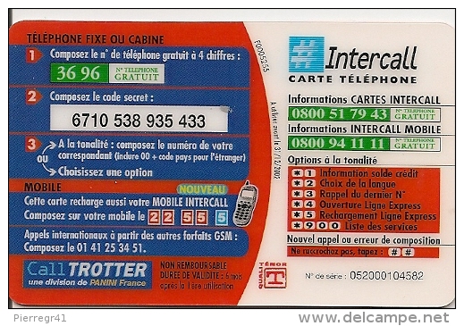 CARTE-PREPAYEE-50F-CALLTROTTER-EQUIPE FOOT-FRANCE 2002-avec ENTREINEUR-LEMAIRE--GRATTEE-TBE-TRES RARE - Autres & Non Classés